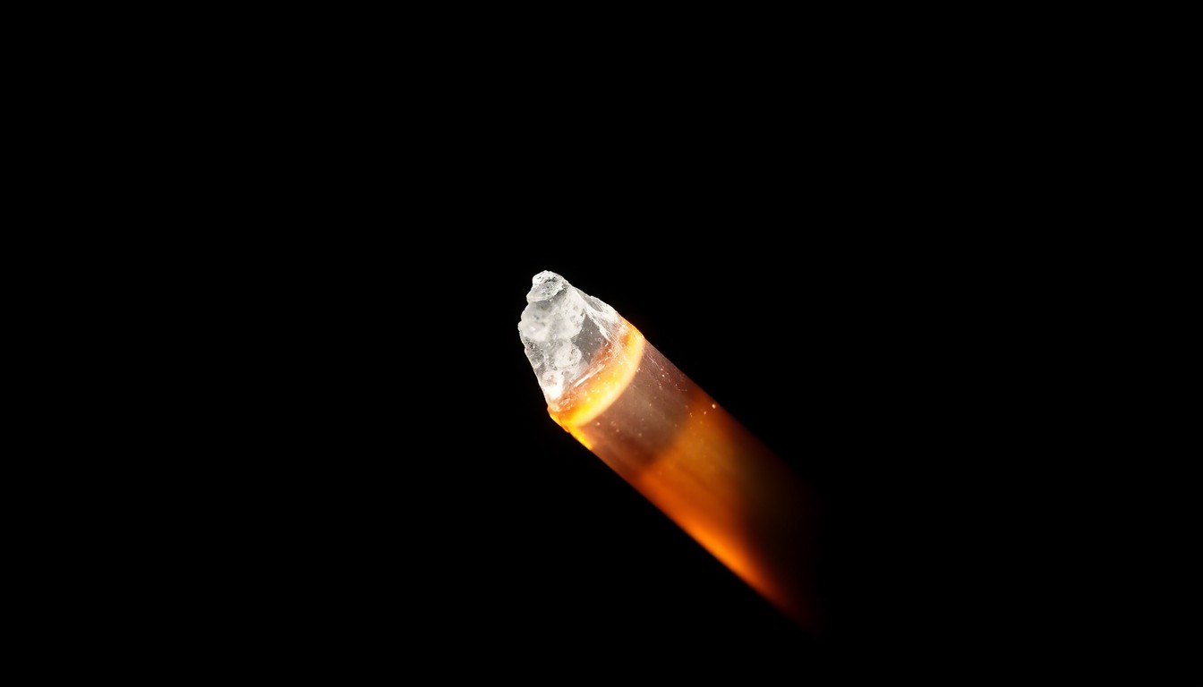 An extreme close-up photograph of a broken glass shard reflecting a harsh, direct camera flash, conceptually illustrating the gritty details of a violent crime scene.