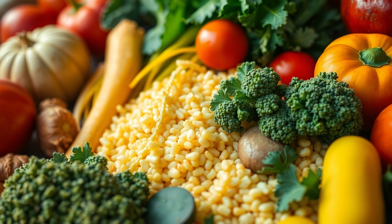An extreme close-up of lush, textured organic produce in warm, earthy tones, conceptually representing the artisanal and community-focused spirit of Rainbow Grocery.