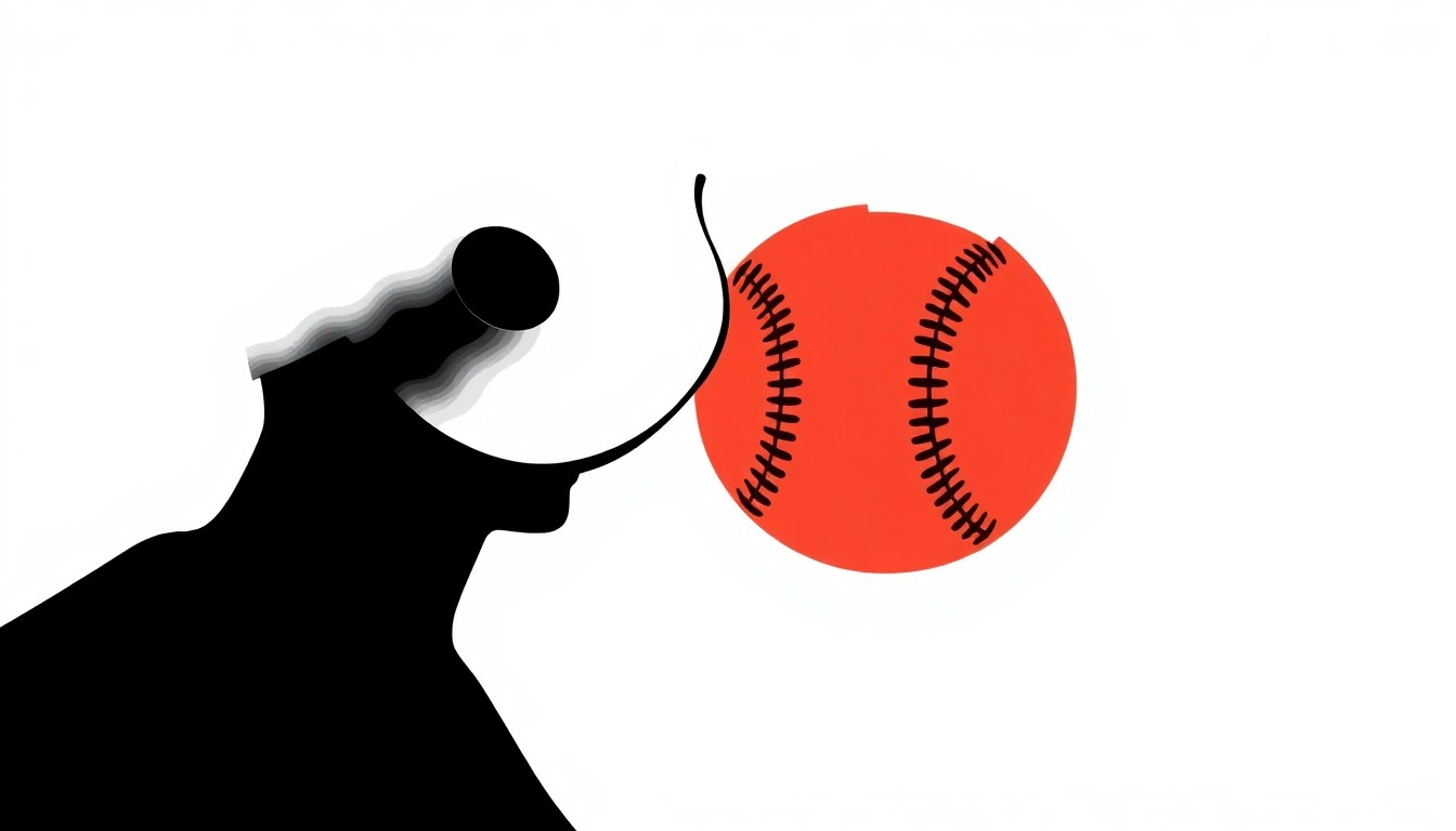 A stark black silhouette of a baseball player's profile, with a single bright red baseball as the only other visual element, conceptually representing the complex legacy of Pete Rose.