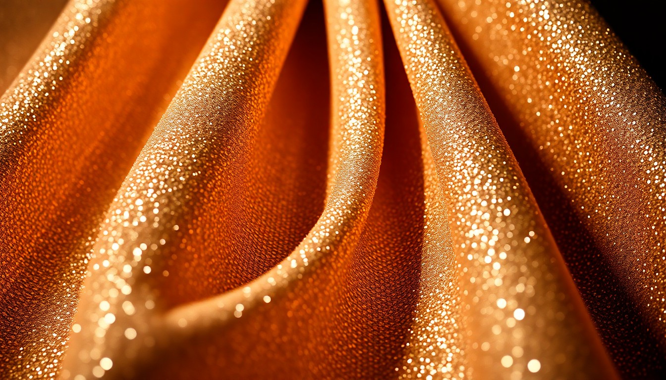 An extreme close-up of a luxurious, glittering fabric texture, using dramatic studio lighting to create a glamorous, high-fashion aesthetic, conceptually representing the visual style and dual settings of the TV series 'The Madison'.