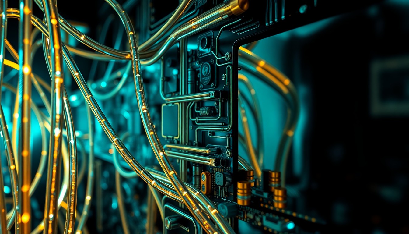 An abstract close-up image featuring a dramatic, high-contrast composition of shiny, reflective technological textures in shades of silver, blue, and black, conceptually representing the advanced, high-tech setting of the new Apple TV sci-fi series 'Liminal'.