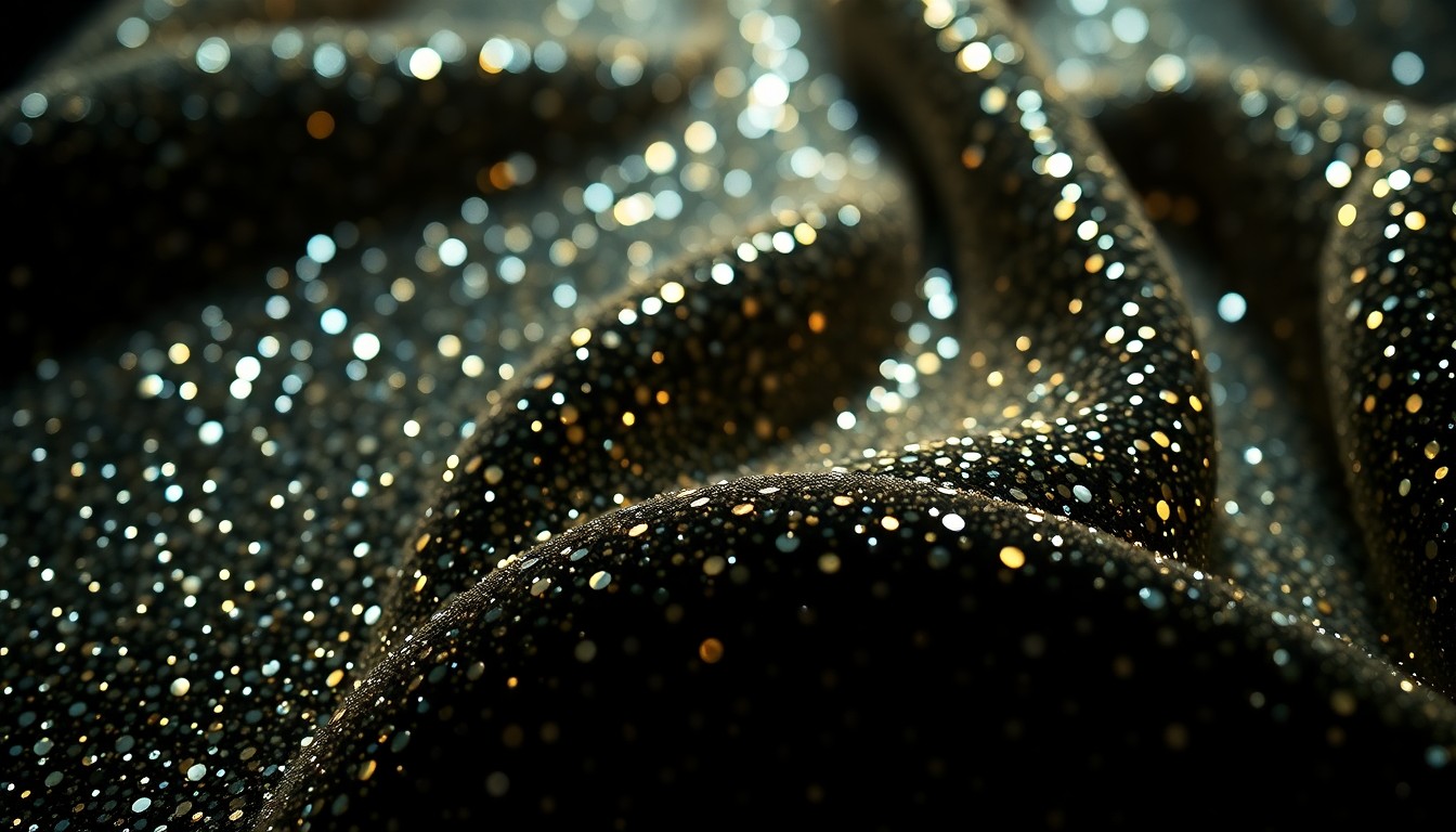 An extreme close-up of a luxurious, high-fashion fabric texture, such as shimmering sequins or plush velvet, captured in dramatic studio lighting to create a conceptual, abstract representation of celebrity glamour and body image.