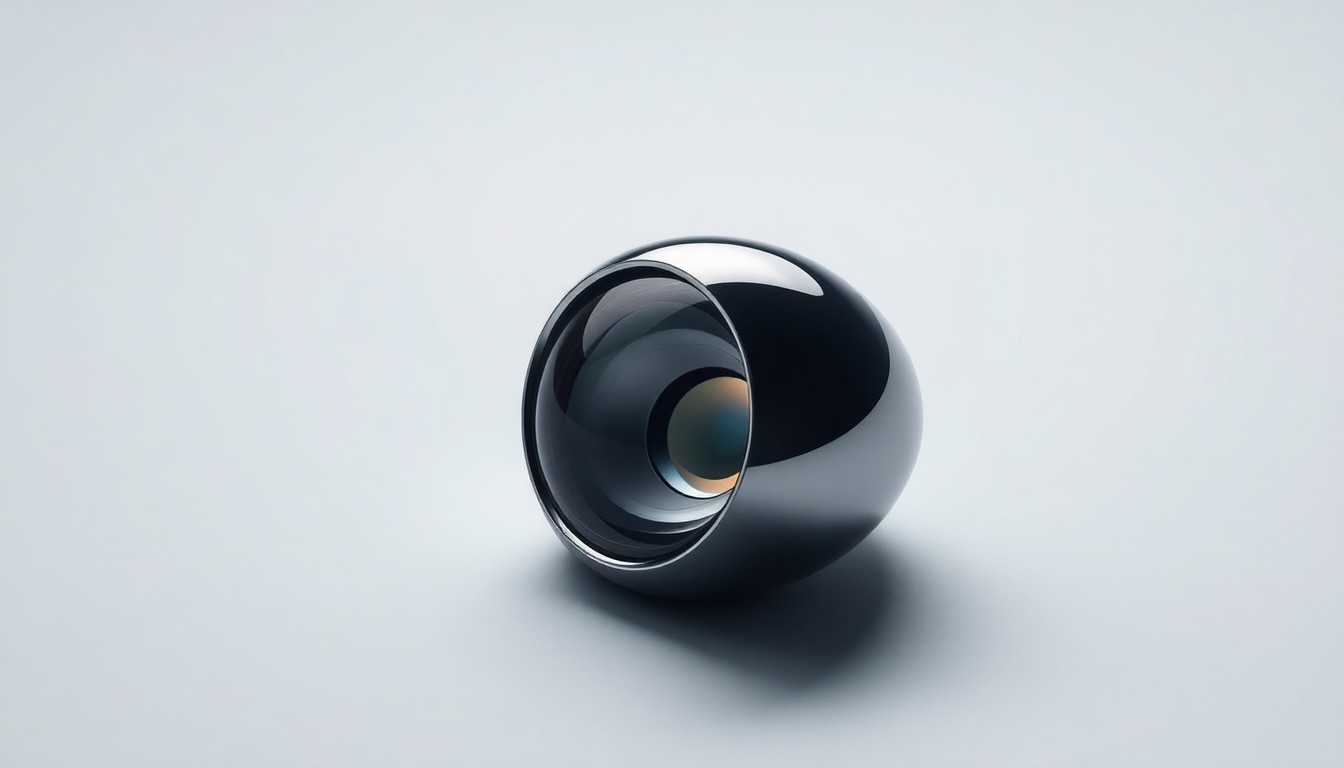 A close-up photograph of a single, polished chrome car sensor lens sitting on a clean, monochromatic background, with dramatic studio lighting and deep shadows to represent the fading of a once-hyped technology project.