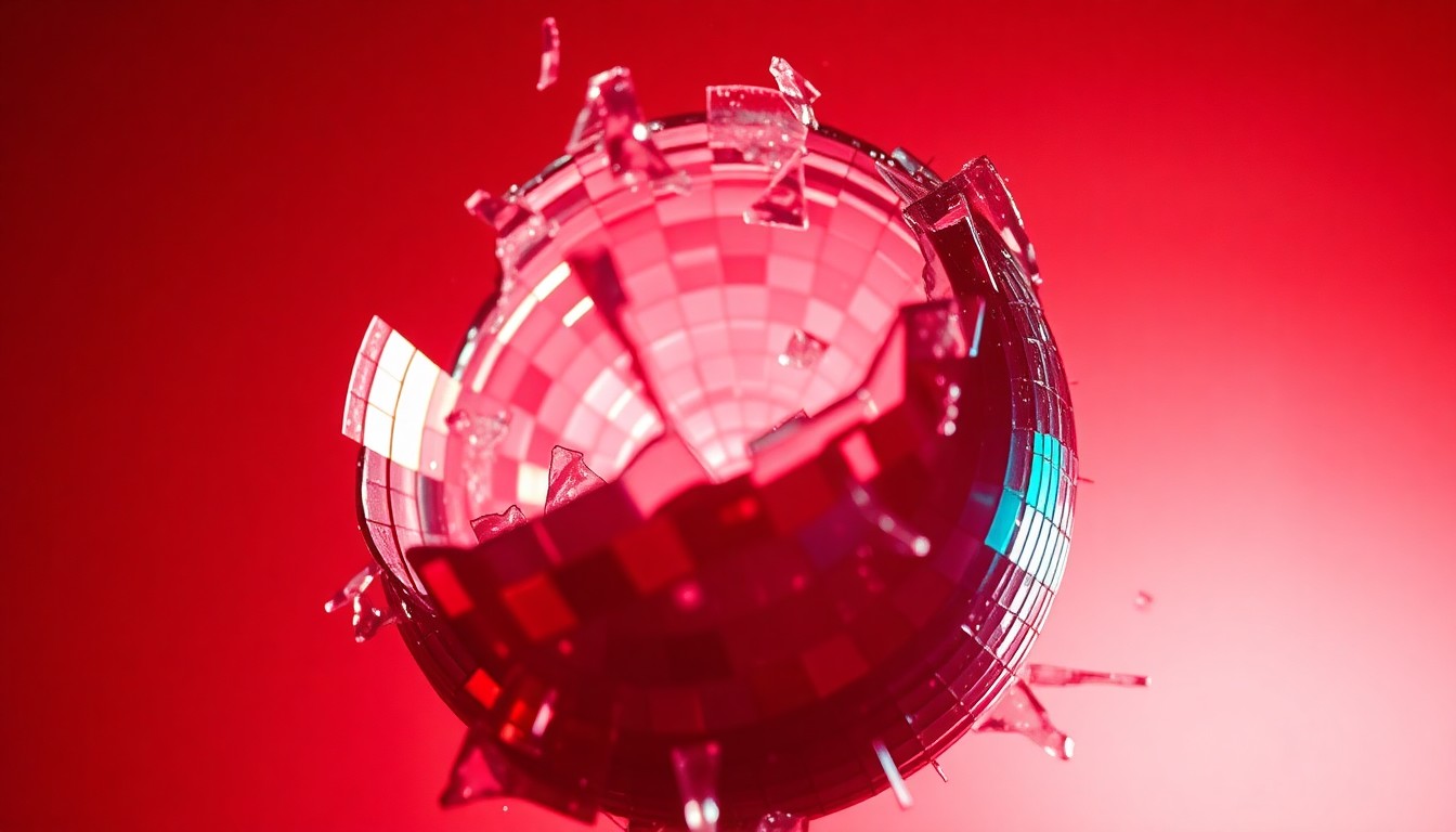 An extreme close-up of shattered glass reflecting a faint, glittering light, conceptually representing the emotional fragility and vulnerability explored in Purity Ring's new song 'lemonlime'.