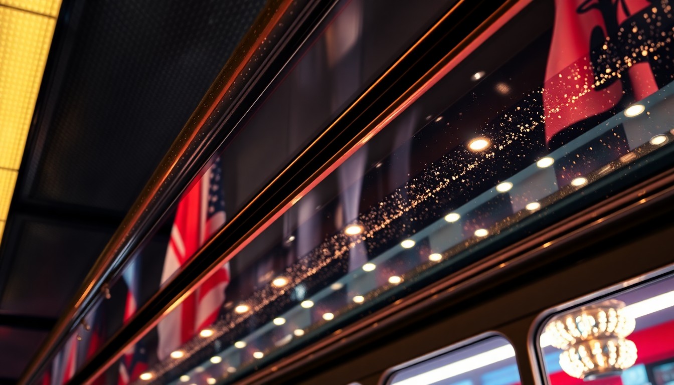 An abstract, high-contrast close-up photograph of the sleek, metallic surfaces and intricate glass panels of a Disneyland Monorail car, capturing the glamour and innovation of this iconic attraction.