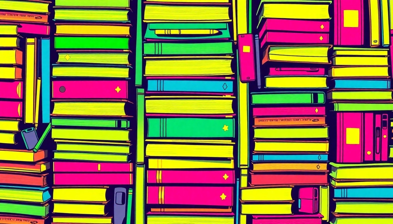 A vibrant, high-contrast silkscreen print featuring a repeating grid of brightly colored school supplies, including textbooks, pencils, and rulers, conceptually representing the government's efforts to prepare for a surge in Year One students.