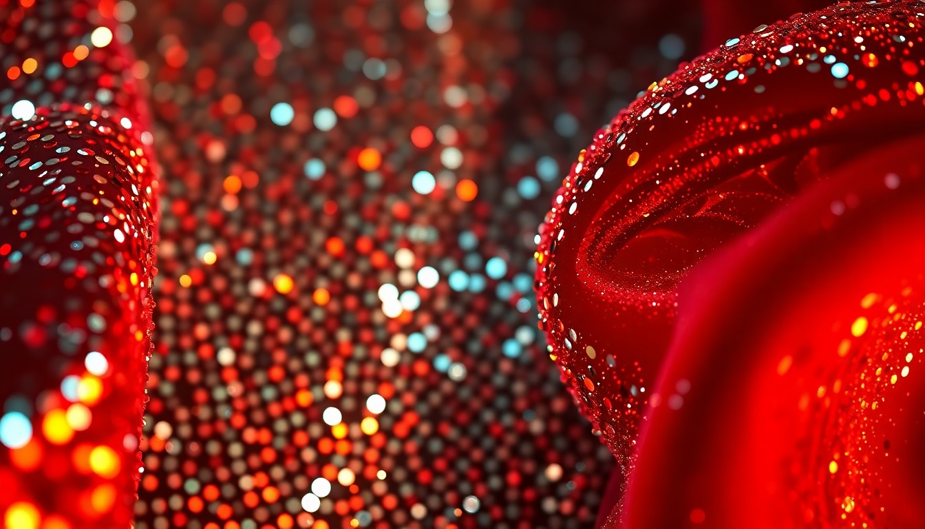 An extreme close-up of shimmering, high-contrast textures like glittering sequins and shattered glass, conceptually representing the high-fashion glamour and political edge of Gorillaz's performance with Sparks.