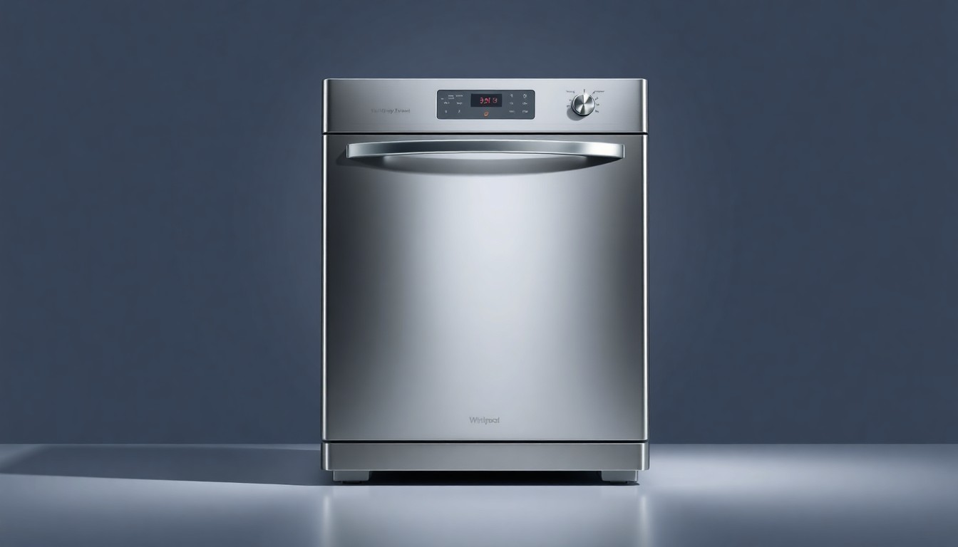 A photorealistic studio still-life photograph featuring a gleaming, chrome-finished kitchen appliance against a clean, monochromatic background, symbolizing Whirlpool's commitment to precision engineering and modern design.