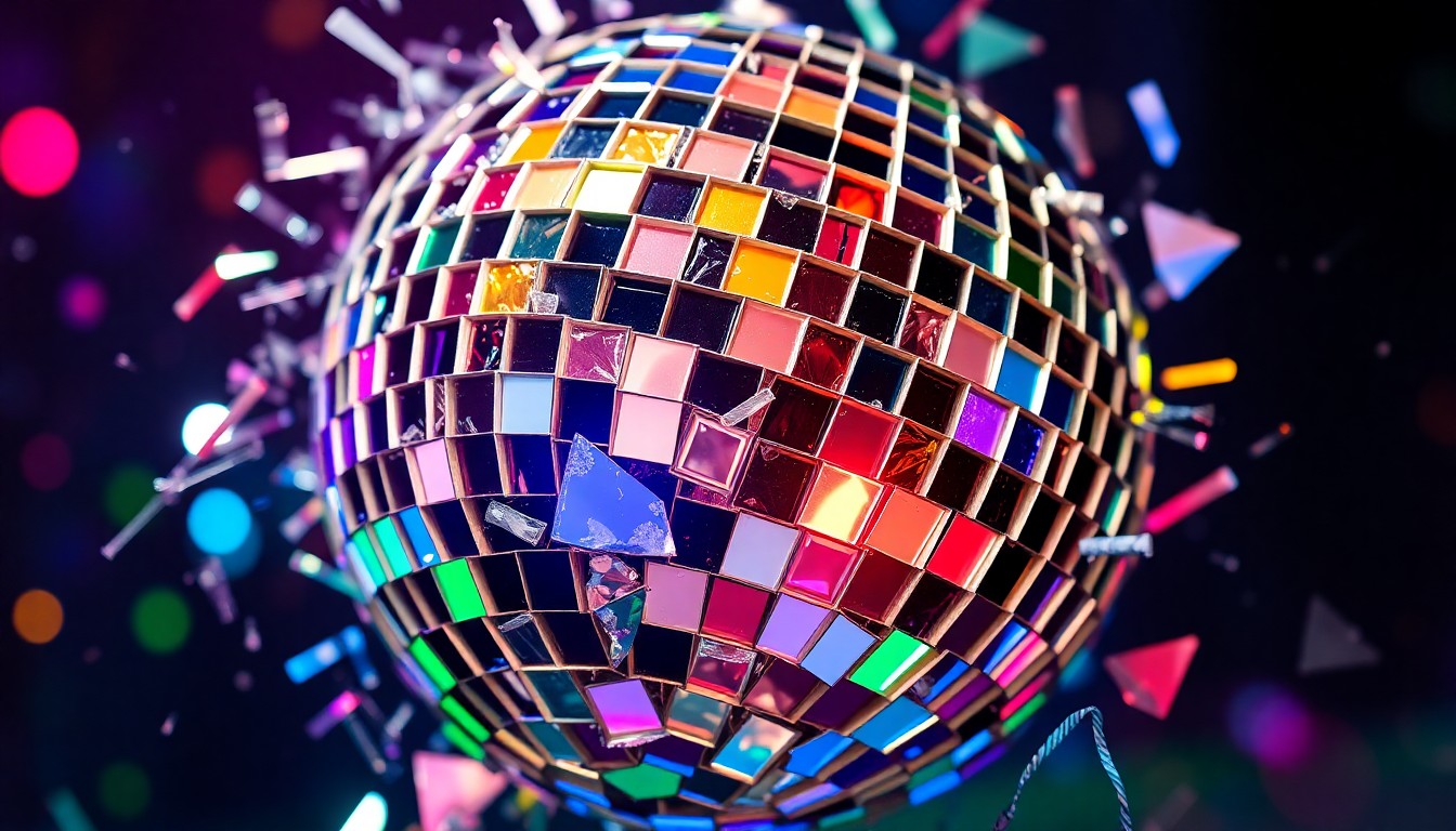 An abstract close-up photograph of shattered glass reflecting dramatic, high-contrast studio lighting, creating a sense of glitz and glamour around the high-stakes virtual contest.