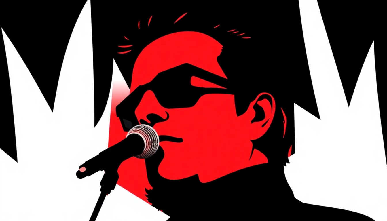 An abstract, minimalist illustration featuring bold, jagged geometric shapes in high-contrast colors, conceptually representing the life and legacy of music industry figure Peter Asher.