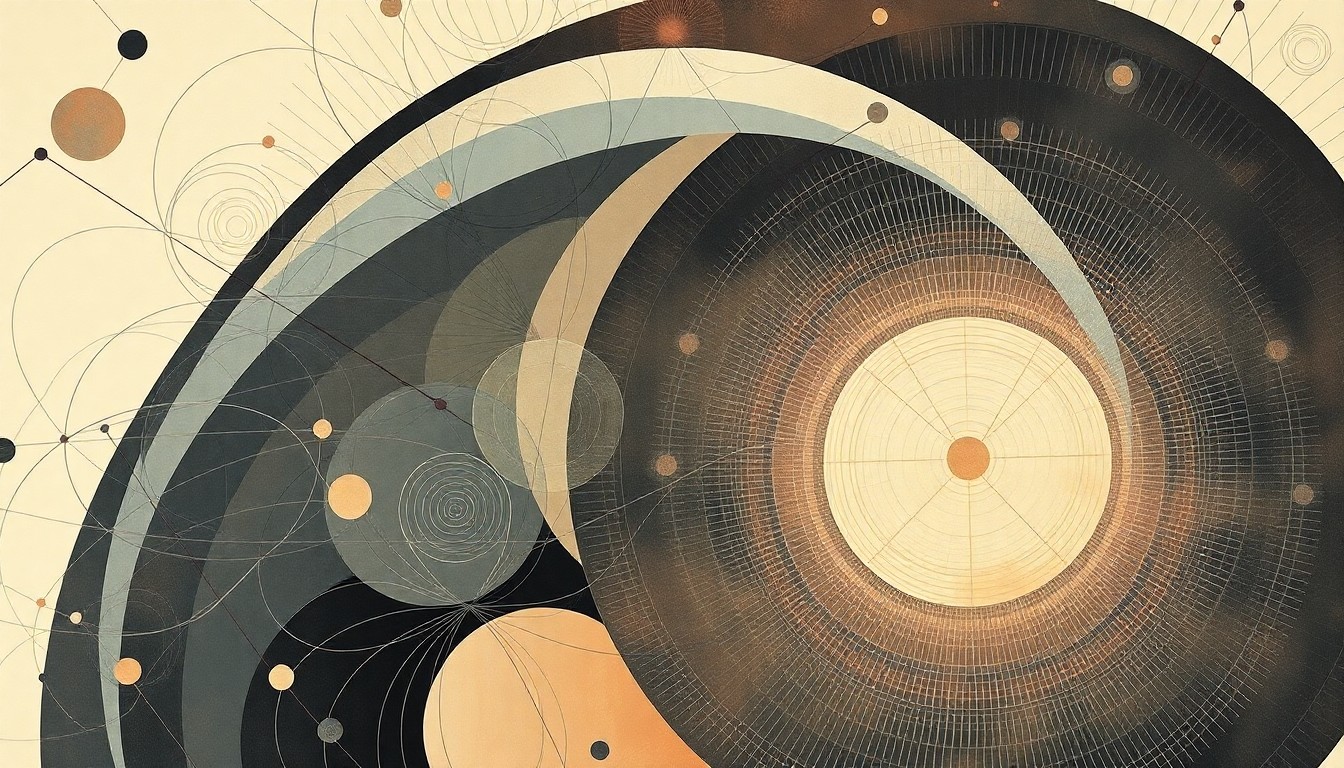 An abstract, highly structured painting in muted tones depicting the intricate, interconnected neural networks of the human brain, visualizing the complex communication patterns observed under the influence of psychedelic substances.