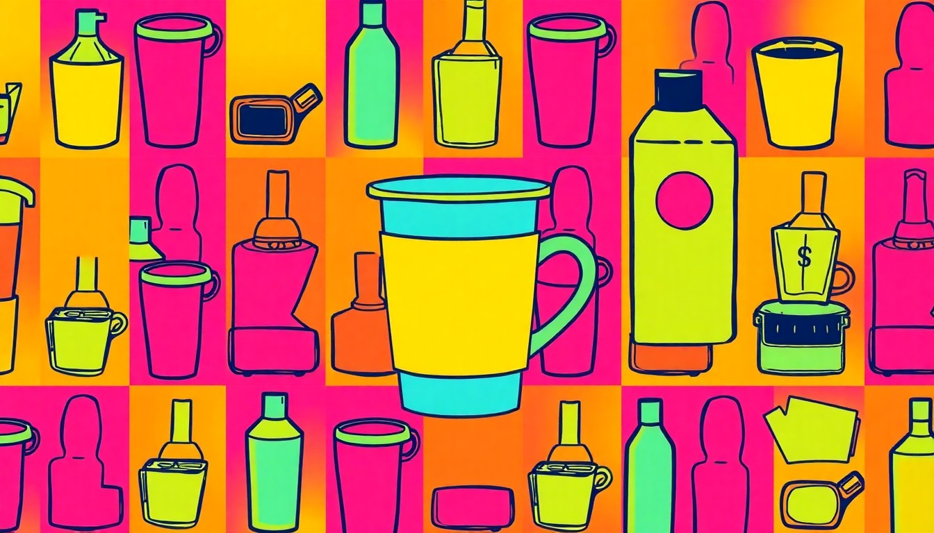 A high-contrast silkscreen print of a bright orange coffee mug repeated in a tight grid pattern, conceptually representing the rise of orange as a dominant color trend in lifestyle and consumer products.