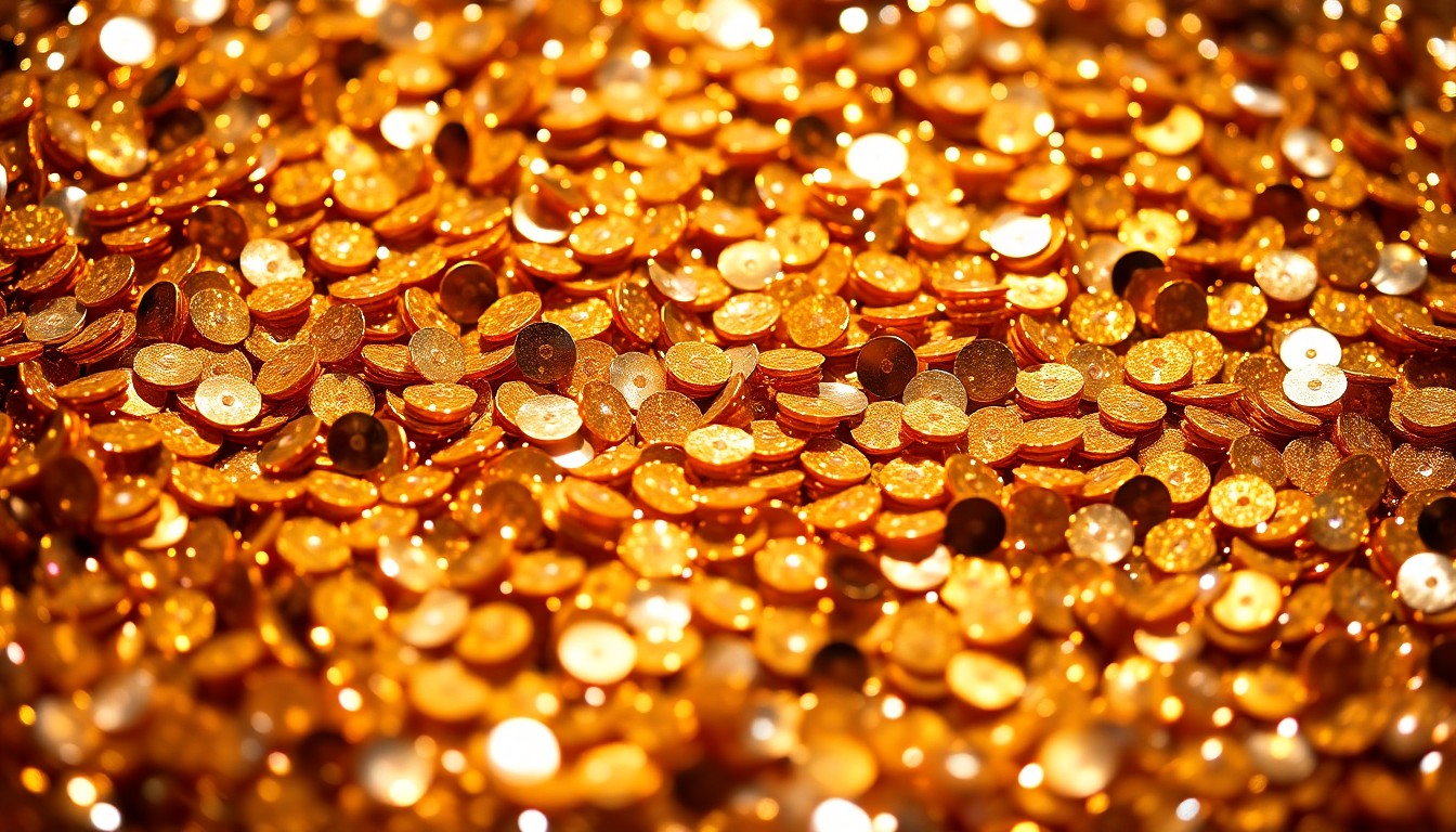 An abstract close-up photograph of shimmering gold and silver sequins, reflecting dramatic studio lighting to create a high-fashion, glamorous aesthetic representing the luxury of a Disney World vacation.