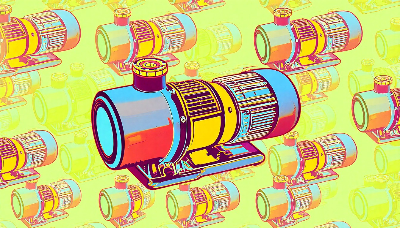 A repeating grid of a swimming pool filter or pump component rendered in a high-contrast, silkscreen pop art style with bold, neon-like colors and heavy black outlines, conceptually representing Blurock Pools' ability to turn functional elements into visually striking outdoor retreats.