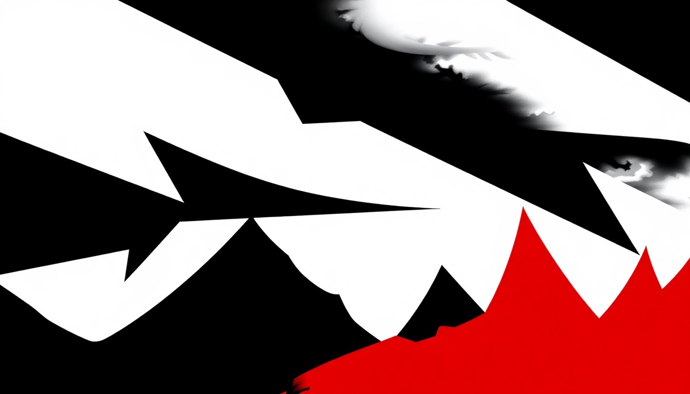 An abstract illustration using bold, geometric black and red shapes to conceptually represent the legacy of the 90s boy band *NSYNC.