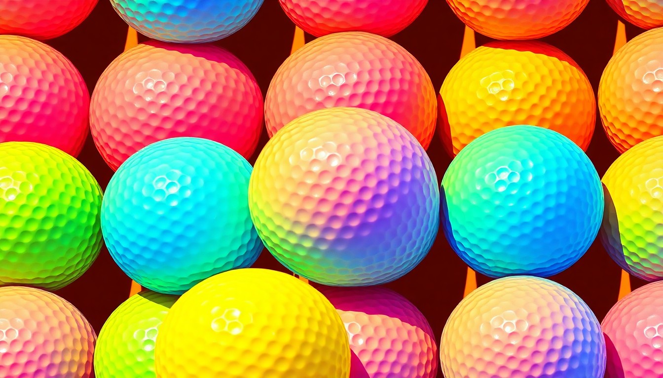 A bold, colorful silkscreen-style illustration featuring a repeating pattern of a golf ball in vibrant neon hues, conceptually representing the dynamic energy and iconic status of the Masters Tournament.