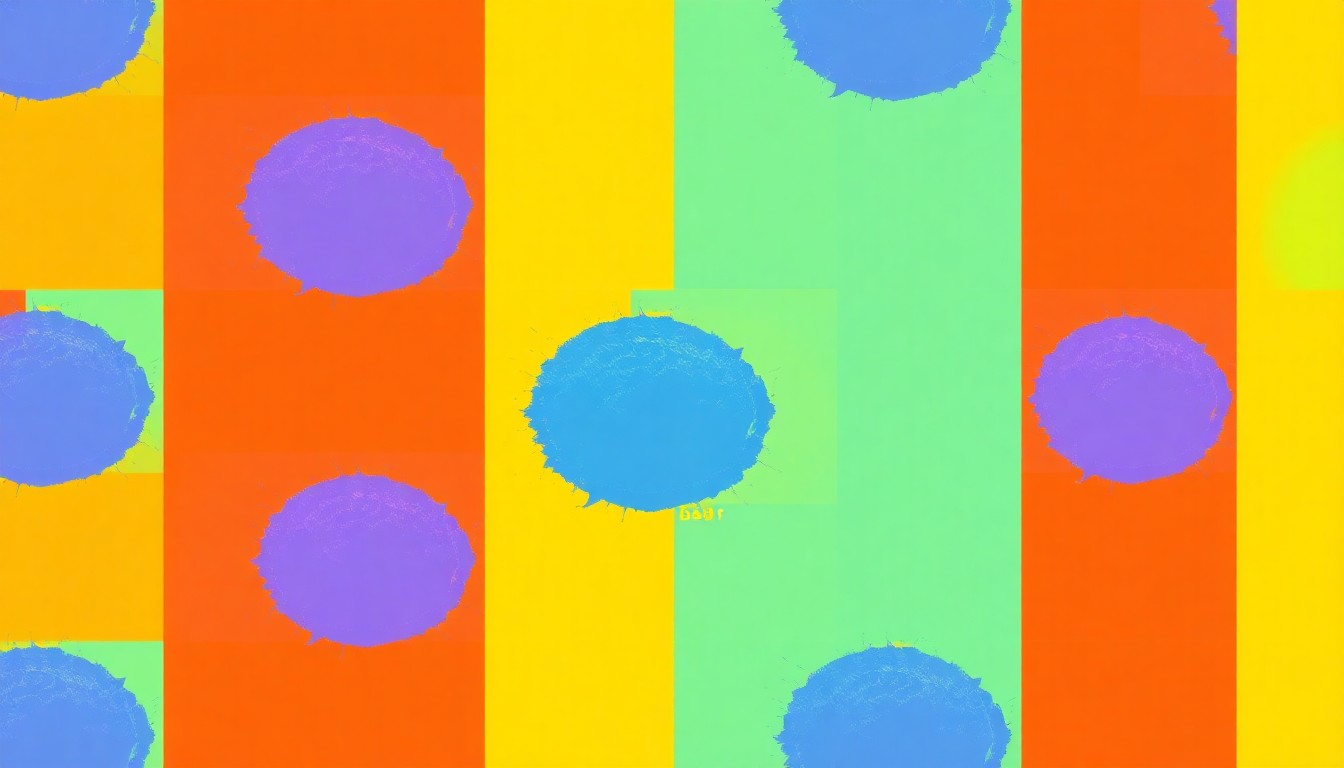 A bold, abstract illustration composed of a repeating pattern of a single, iconic pothole shape in bright, neon-like colors, conceptually representing the city's efforts to address road damage.