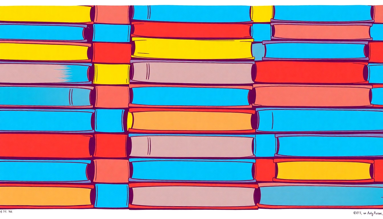 A vibrant, pop art-inspired grid of stylized textbooks in bold primary colors, conceptually representing the educational legacy of Madison City Schools' outgoing superintendent.