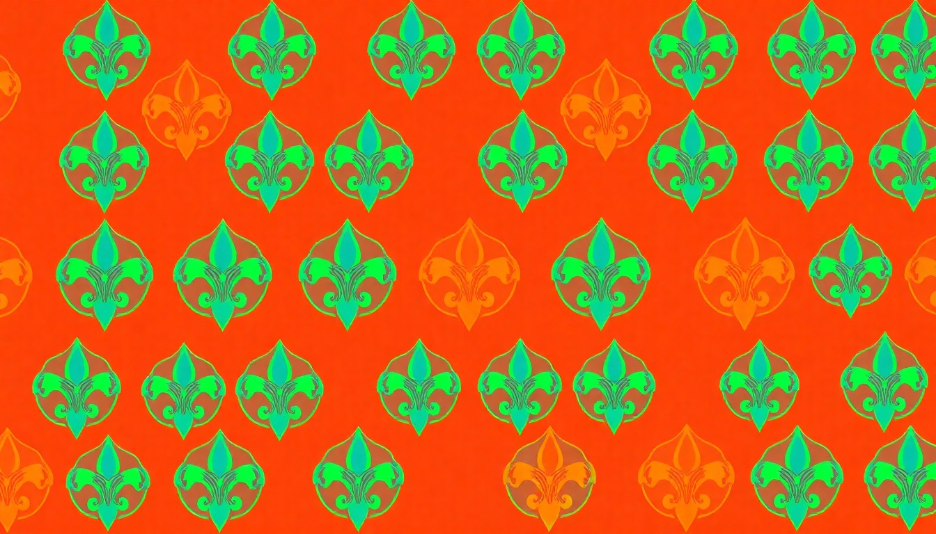 A bold, abstract silkscreen-style illustration featuring a repeating icon of a Boy Scout merit badge in a grid pattern, rendered in a vibrant neon color palette of greens, blues, and oranges to convey a sense of celebration and accomplishment.