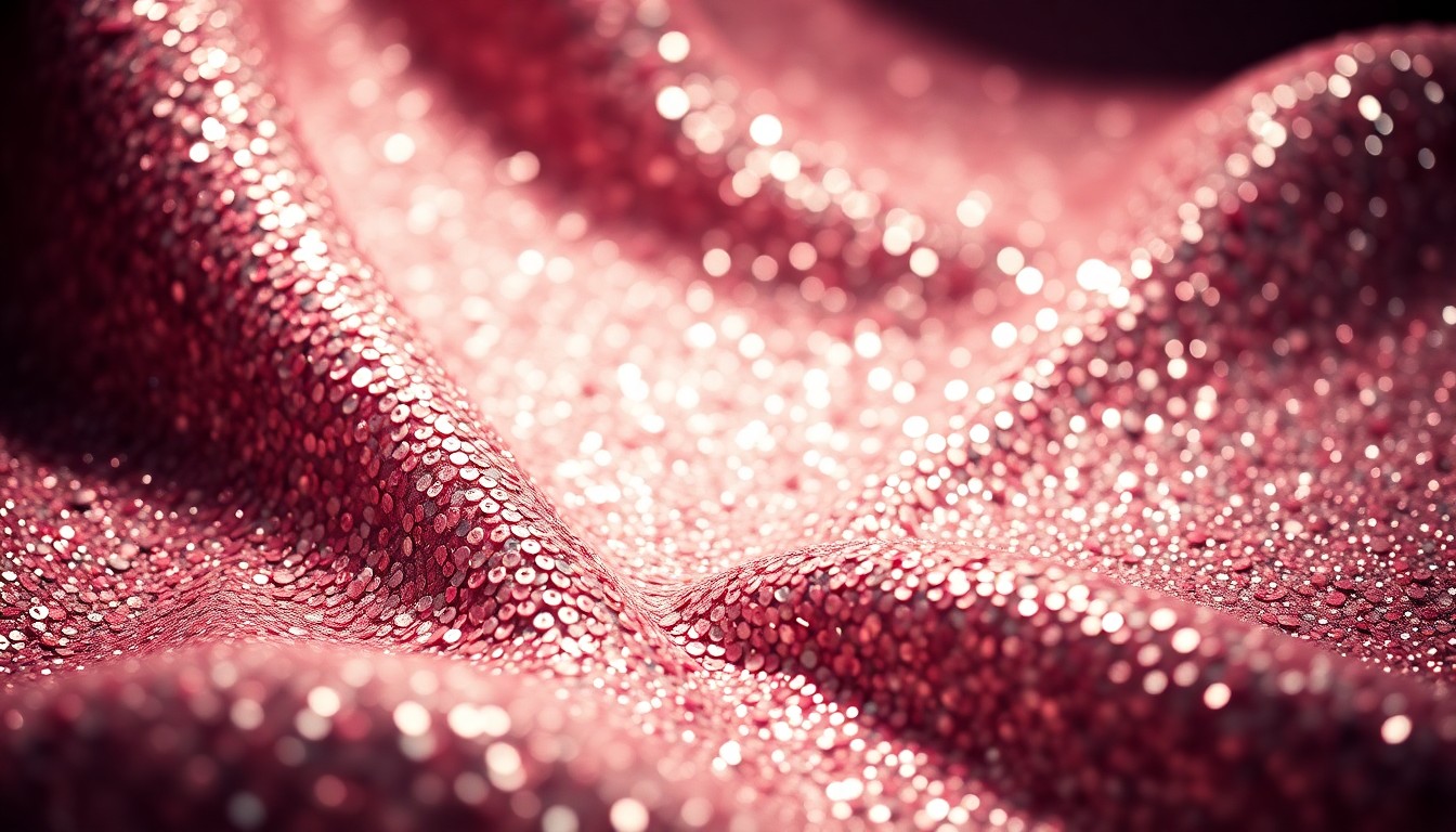 An extreme close-up of shimmering, textured sequins reflecting dramatic studio lighting, conceptually representing the high-profile nature of celebrity culture and its impact on local communities.