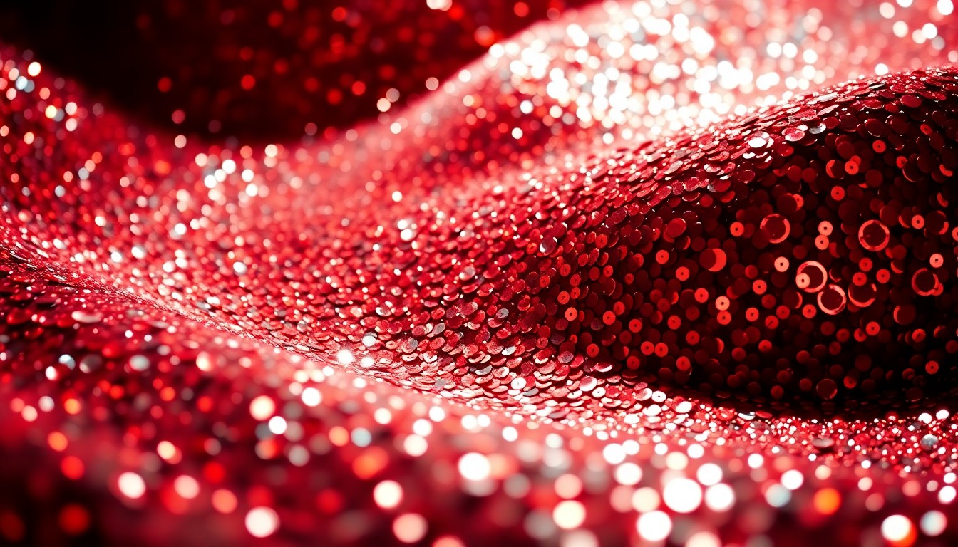 An extreme close-up of shimmering sequins reflecting dramatic studio lighting, conceptually representing the glamour and luxury of Hollywood celebrity culture.