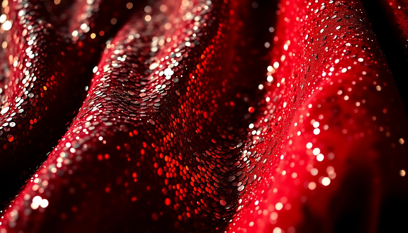 An extreme close-up photograph of shimmering sequins and shattered glass, conceptually representing the glamour and high-end finishes of a celebrity's luxury home.