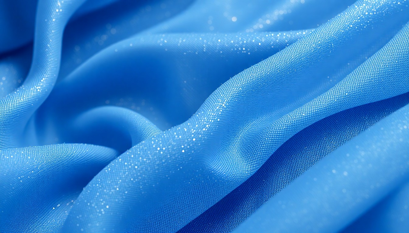 An abstract close-up of a luxurious, shimmering fabric texture in muted blue and gold hues, conveying a sense of the fragility and complexity within the royal family.