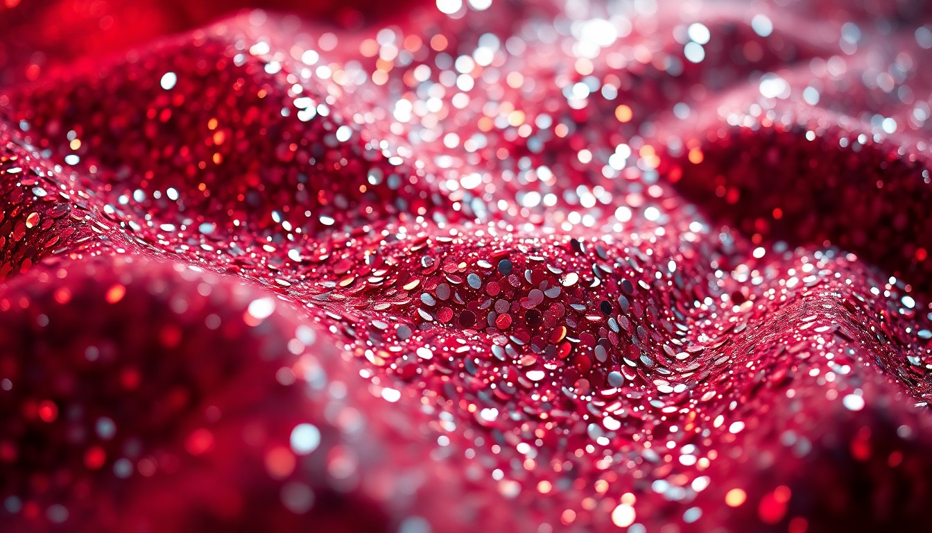 An extreme close-up of luxurious, high-contrast textures like glittering sequins and shattered glass, conceptually representing the glamour and drama of a high-profile celebrity relationship.
