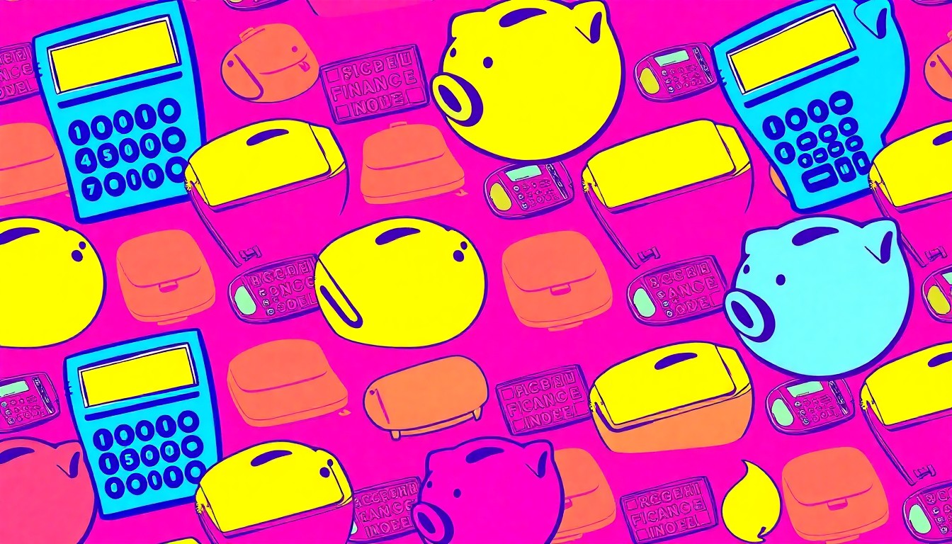 A vibrant, high-contrast silkscreen print featuring a repeated image of a calculator in a grid of neon colors, conceptually representing the importance of school finance and fiscal responsibility.