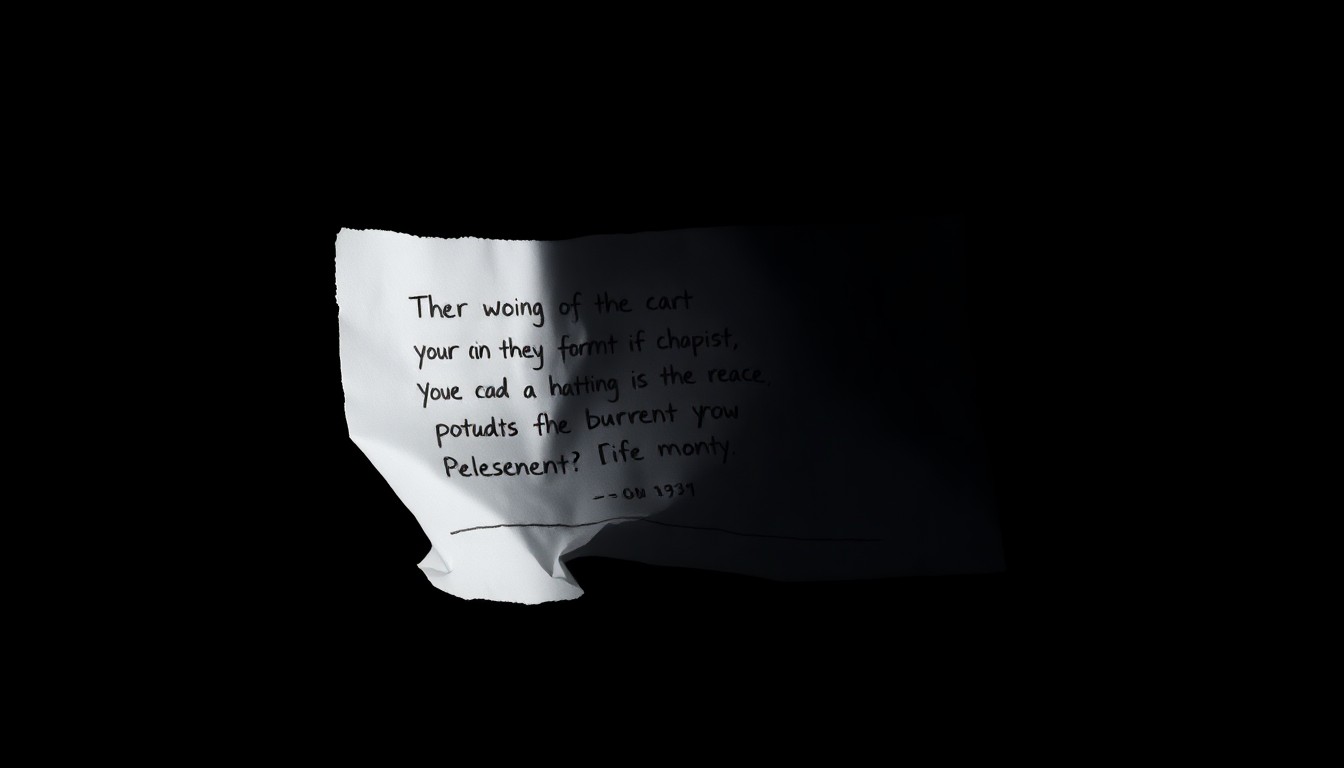 An extreme close-up photograph of a crumpled piece of paper with handwritten text, conceptually representing the threatening notes allegedly sent by the former student.