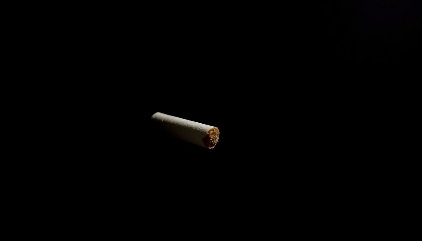 An extreme close-up photograph of a single piece of physical evidence related to the 2017 Portland homicide, such as a discarded cigarette butt or a crumpled piece of paper, lit by a harsh, direct camera flash against a pitch-black background, creating a stark, investigative aesthetic.