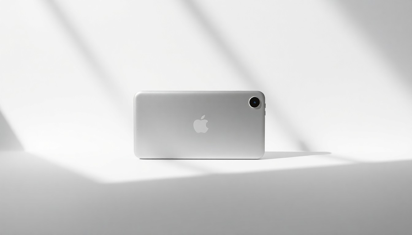 A high-end, photorealistic studio still-life photograph showing a single, sleek Apple product placed elegantly on a clean, monochromatic background. The product is dramatically lit, creating sharp shadows that conceptually represent the abstract corporate forces behind Apple's decision to close this store location.