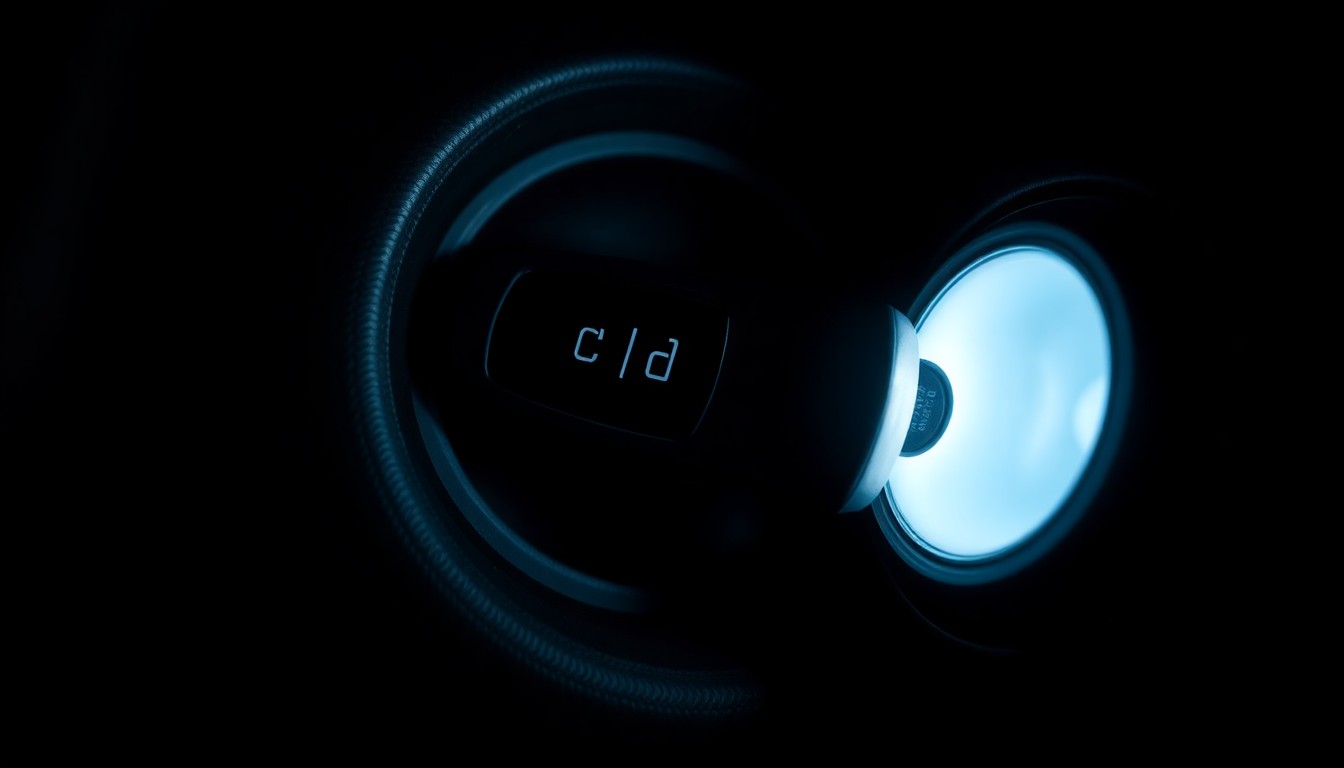 An extreme close-up of a car key and ignition switch, lit by a harsh, direct flash against a dark background, conceptually illustrating the dangers of drunk driving.