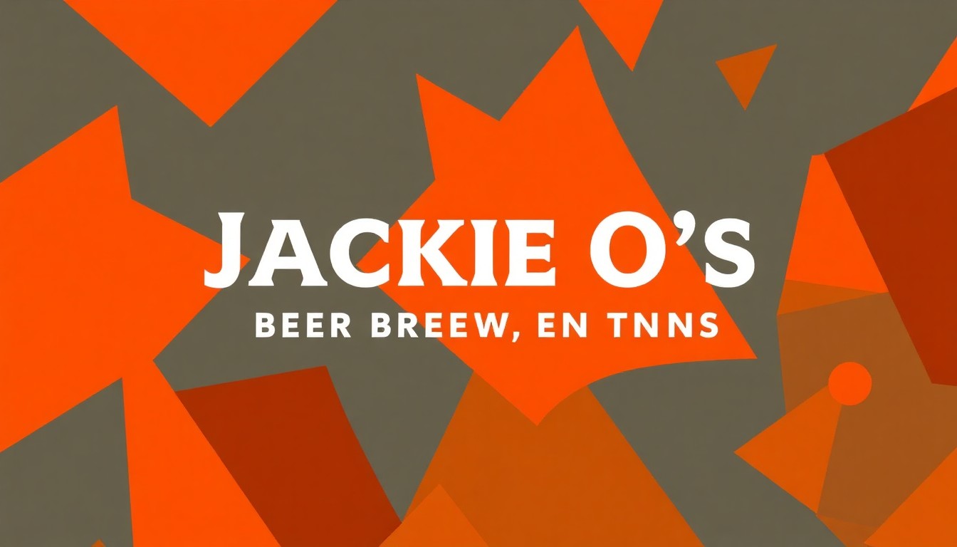 An abstract, minimalist illustration featuring overlapping geometric shapes in warm, earthy tones, conceptually representing the process of craft beer brewing and the partnership between a local brewery and university students.