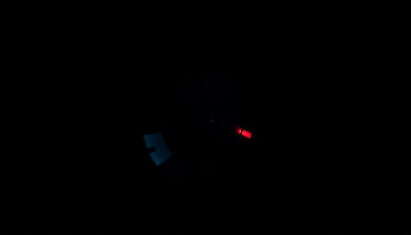 An extreme close-up photograph of a security camera lens reflecting a faint red light, conceptually illustrating the violation of privacy experienced by student athletes.