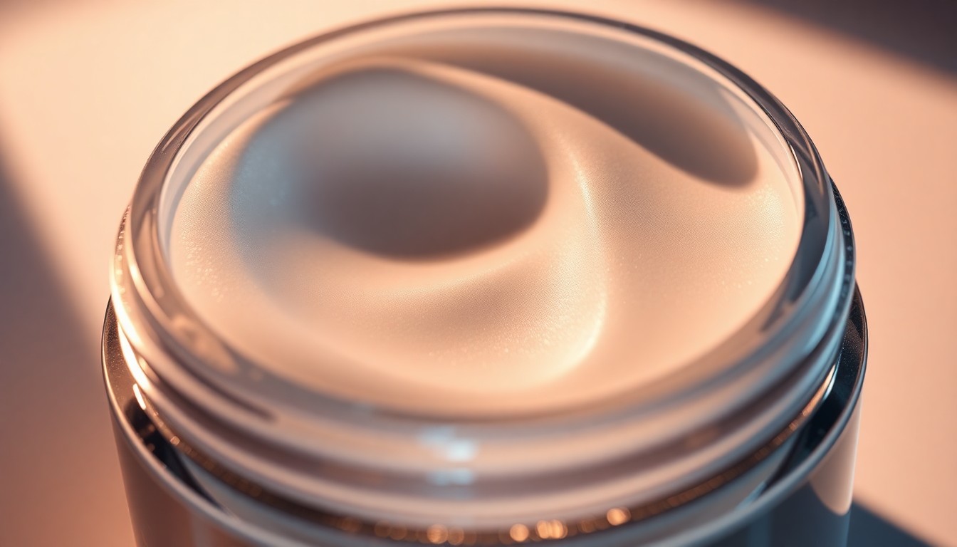 An extreme close-up photograph of a highly reflective, metallic silver cosmetic jar lid, capturing the luxurious texture and dramatic lighting to conceptually represent the excitement and glamour of a celebrity skincare brand's journey to space.