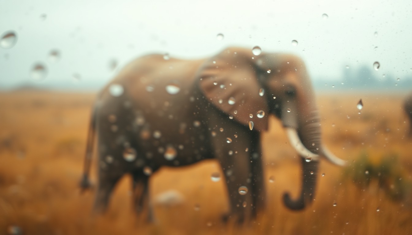 An abstract, impressionistic image of an elephant in a natural setting, with soft, blurred edges and a warm, earthy color palette, conveying a sense of tranquility and loss.