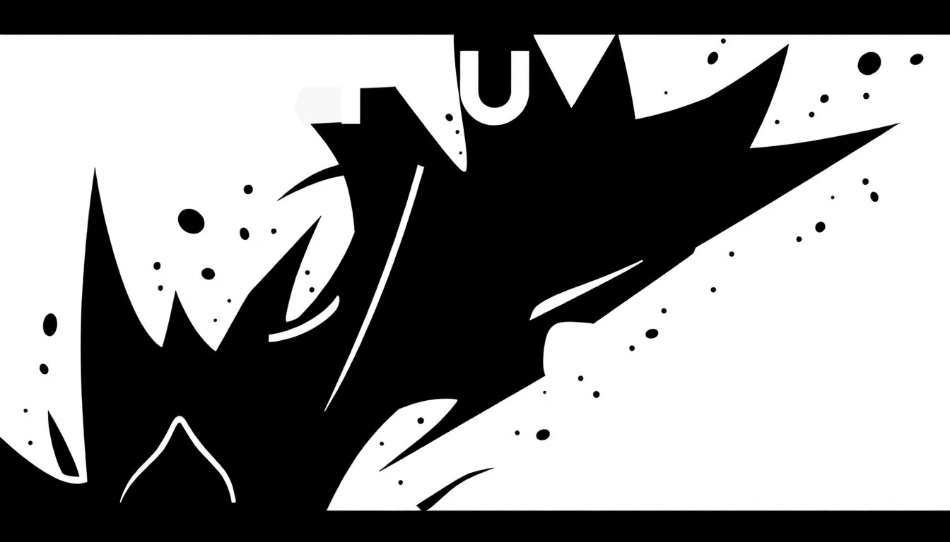 A striking black and white illustration featuring abstract, geometric shapes and silhouettes, capturing the dynamic atmosphere of the Tortuga Music Festival.