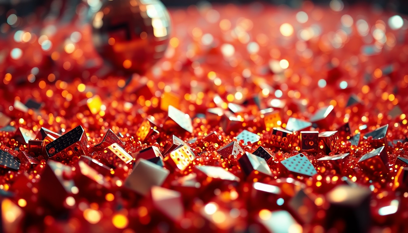 An abstract close-up image of sparkling, reflective textures in high-contrast lighting, evoking the glamour and nostalgia of a reality TV reunion.