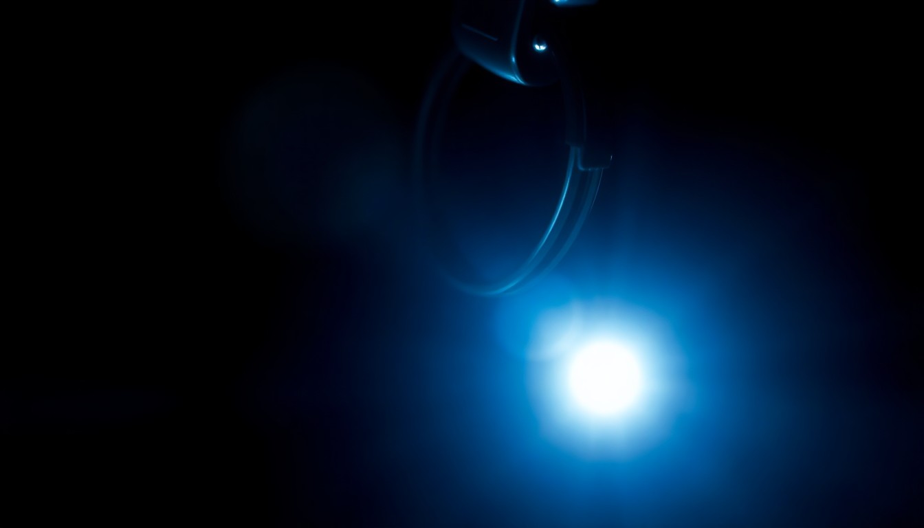An extreme close-up photograph of a metal handcuff or other small crime-related object, dramatically lit by a harsh, direct camera flash against a pitch-black background, conveying a sense of gritty investigation and the gravity of revoking U.S. citizenship.