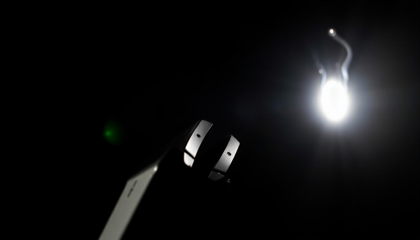 An extreme close-up photograph of a handgun magazine against a pitch-black background, lit by a harsh, direct camera flash, conceptually illustrating the recovery of a stolen firearm during a traffic stop.