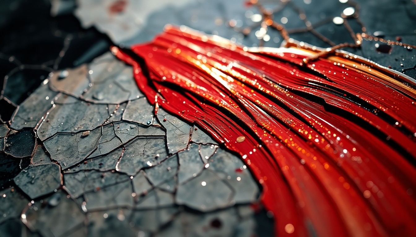 An extreme close-up of richly textured oil paint brushstrokes in deep shades of blue, green, and gold, conceptually representing the intricate world of fine art.