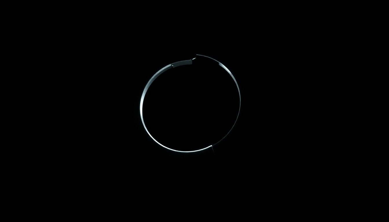 An extreme close-up photograph of a set of handcuffs or a police badge, the metallic surfaces reflecting a harsh, direct camera flash against a pitch-black background, creating a stark, gritty, investigative aesthetic.