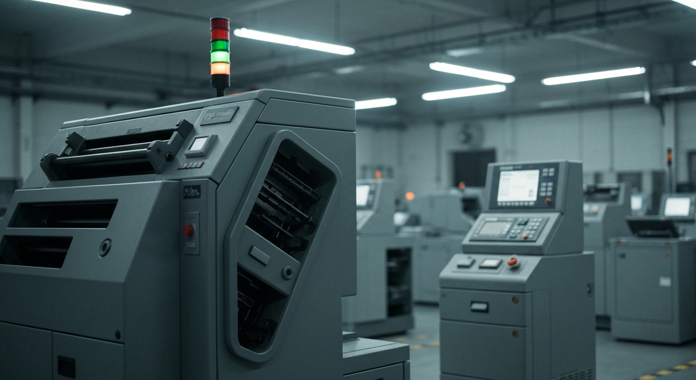 An extreme close-up of intricate, interlocking gears and levers in a muted industrial palette, representing the complex financial mechanics behind Pilgrim's Pride's debt management initiatives.