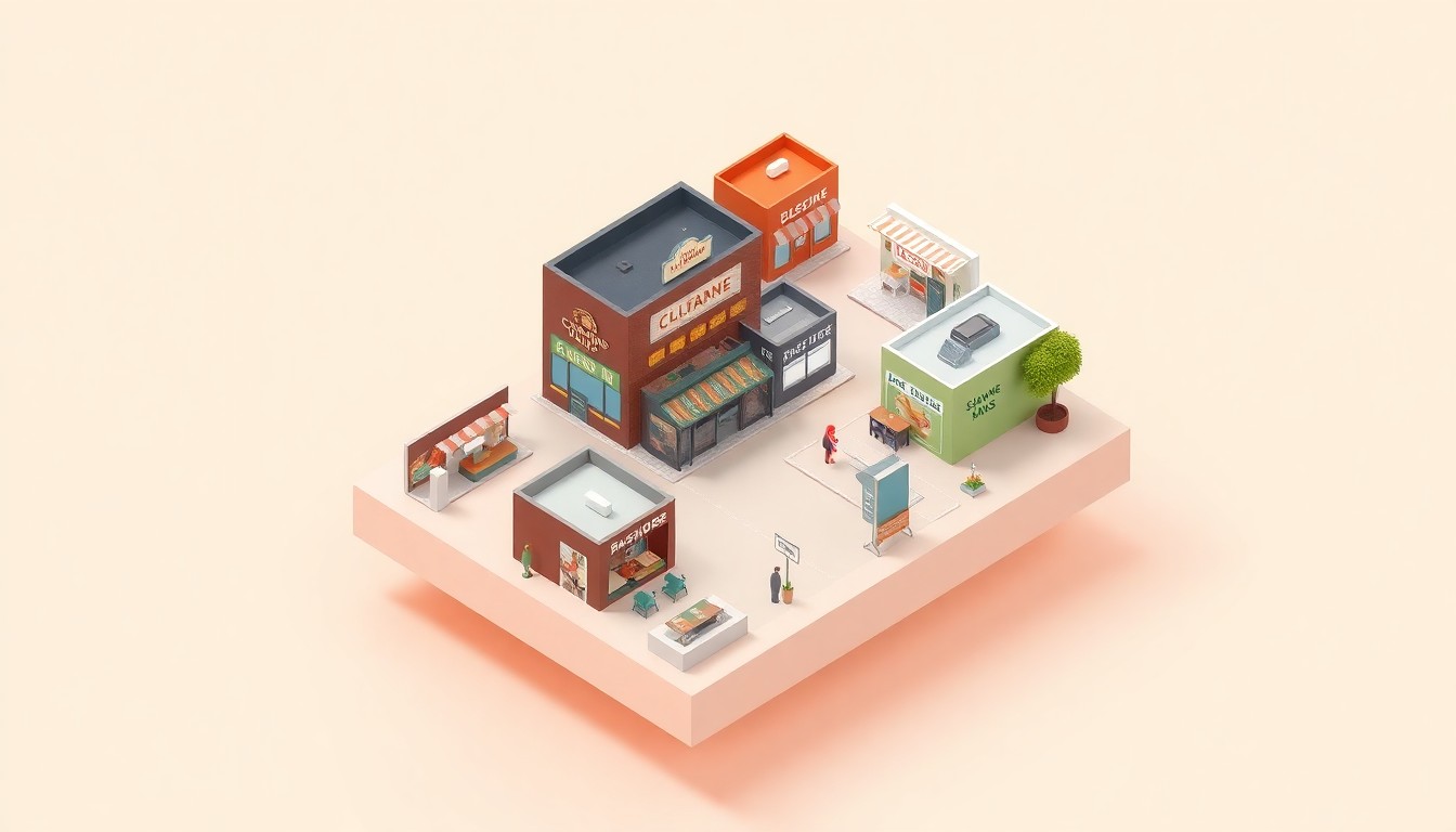 A colorful, isometric 3D illustration depicting a miniature town with various shops, offices, and community spaces, representing the diverse local businesses and vibrant energy of the Shawano Chamber Days event.