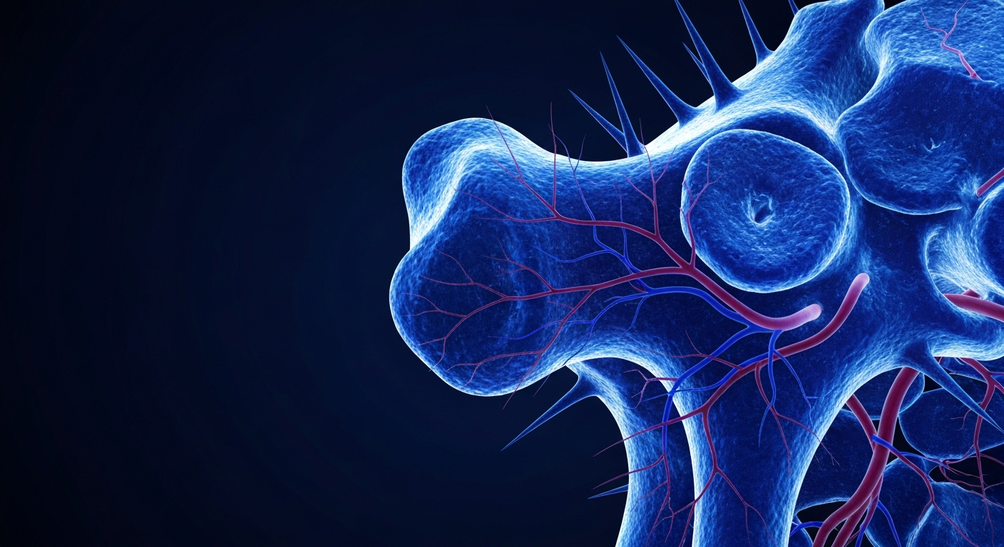 A ghostly, translucent X-ray image revealing the intricate internal structure of human bone marrow, conceptually representing the life-saving power of stem cell donations.