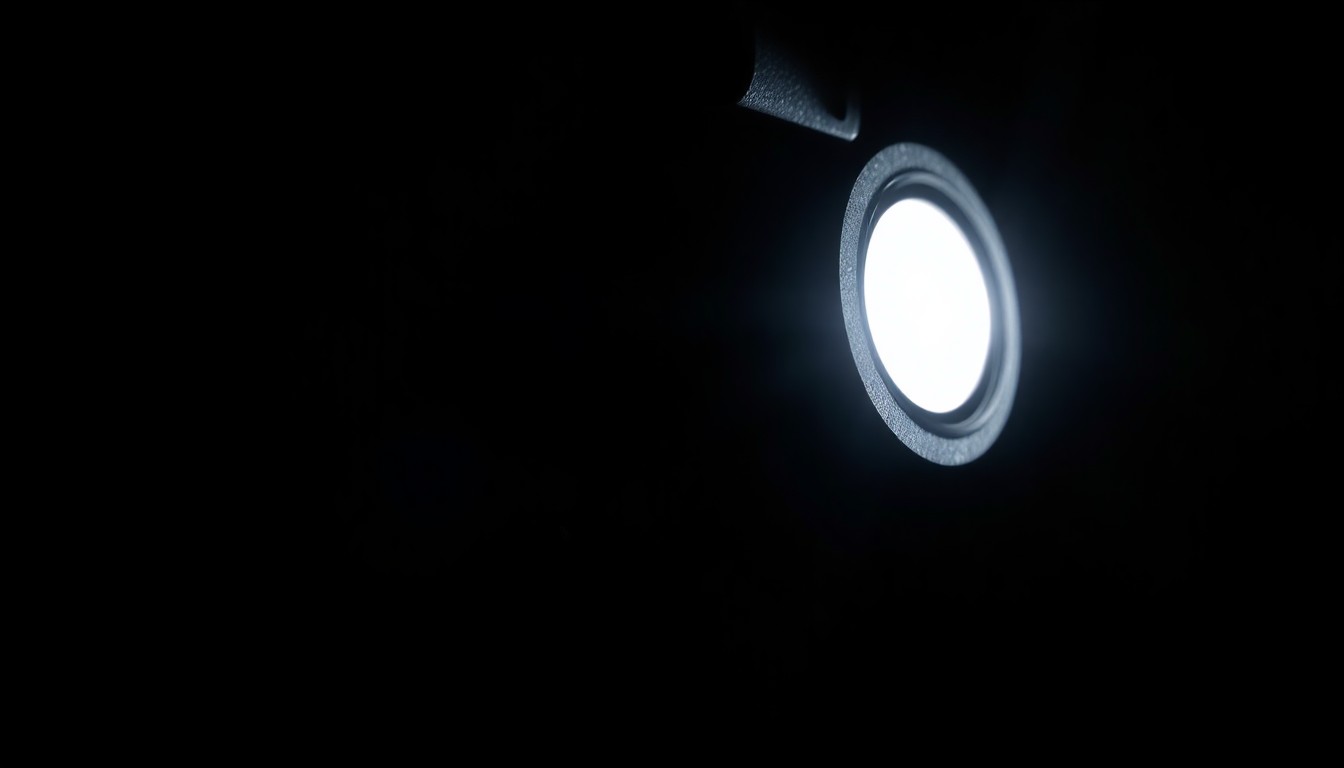 An extreme close-up photograph of a gun trigger mechanism, the metallic texture and mechanical details sharply in focus against a pitch-black background, creating a stark, gritty, investigative aesthetic.