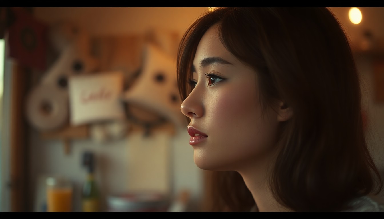 A blurred, impressionistic photograph showing the profile of a young woman's face, surrounded by soft, out-of-focus lifestyle scenes and objects in warm, muted tones, conveying a sense of dreamlike remembrance.