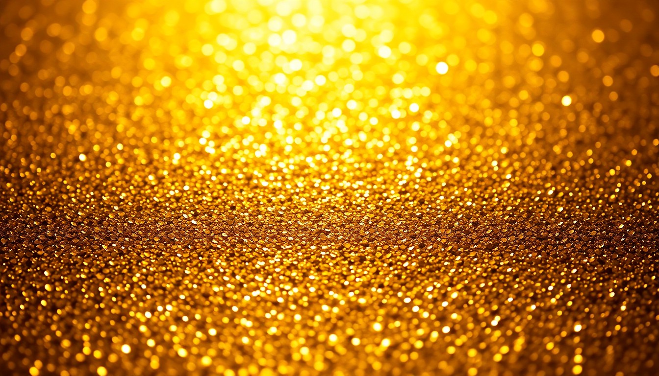 An extreme close-up of a luxurious, glittering gold sequin texture, captured in dramatic, high-contrast studio lighting to convey the sense of glamour and prestige associated with a major university commencement ceremony.
