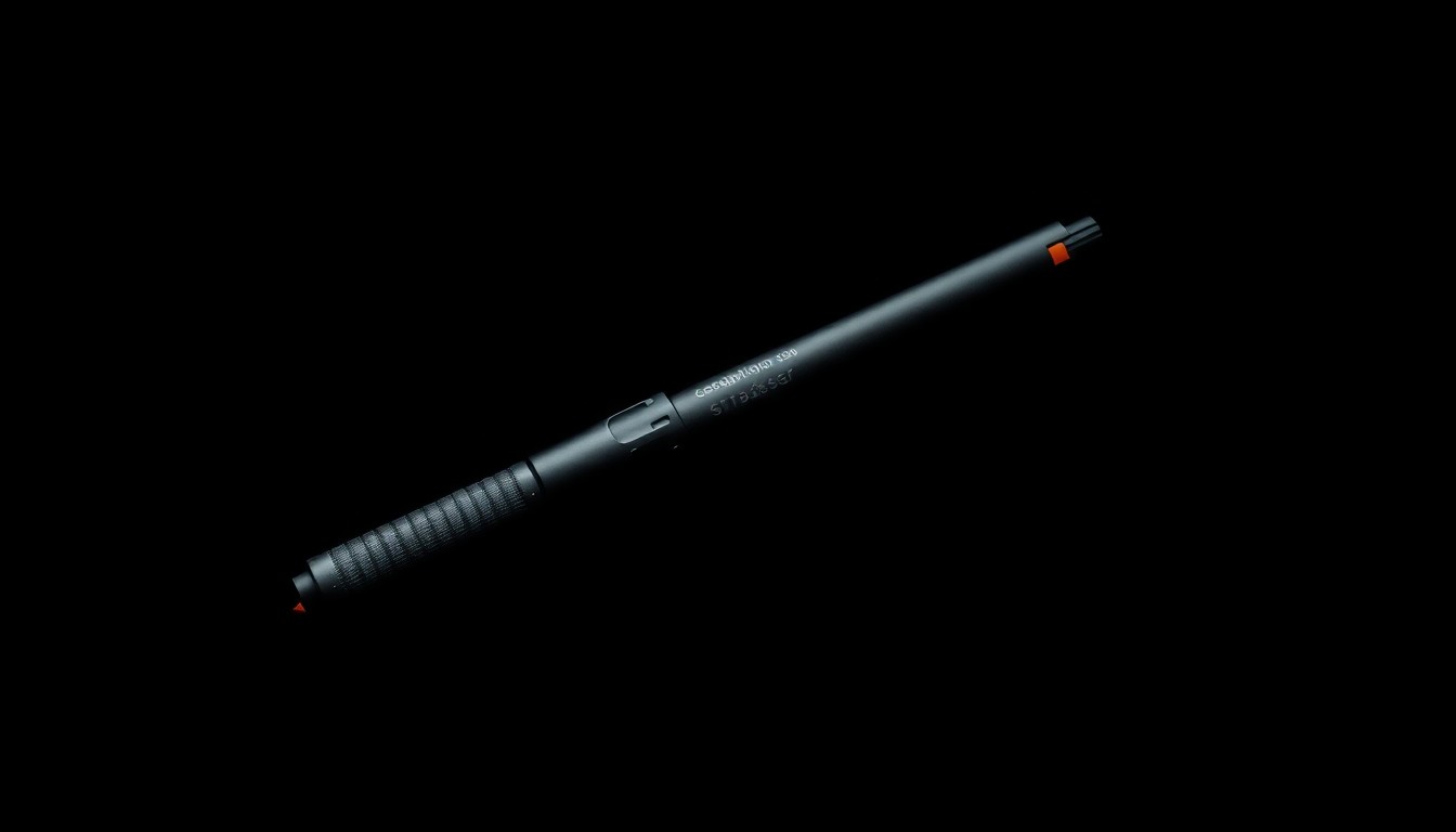 An extreme close-up photograph of a taser dart against a pitch-black background, conceptually illustrating the use of force by police in a public setting.